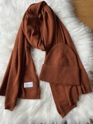 Cashmere komplet czapka i szal 50% kaszmir 50% wełna wool kaszmirowy we
