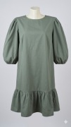 sukienka George  100% bawełna, bufiaste rękawki, falbaniasty dół,oliwka