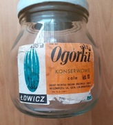Opakowanie Łowicz, duży słoik z etykietą: Ogórki konserwowe 1760 g_1988 r.