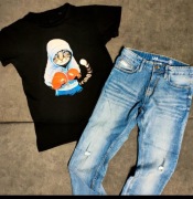 LABindustries świetne rozciągliwe jeansy+t-shirt SOL'S ,158