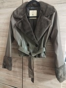 Krótki płaszczyk czekolada eko skóra 