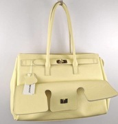 Duża żółta cytrynowa torebka ze skóry naturalnej Laura Biaggi shopperka hit