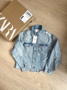 Kurtka jeansowa oversize z rozdarciami Zara rozmiar XS