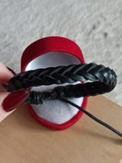 Czarna męska bransoletka z eko skóry regulacja regulowana bransoletka