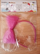 Opaska z różową tiulowa kokarda