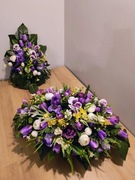 Stroik na grób, kompozycja na cmentarz, wiązanka z wazonem , zestaw.LU18k