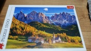 Puzzle 1500 Dolina Val di Funes, Dolomity