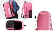 Zestaw Adidas plecak i worek Linear różowy piórnik z przyborami gratis