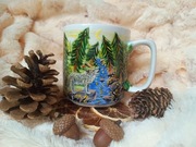 Kubek z wilkiem źródło księżycowe ręcznie malowany kubek 270 ml.