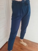 Granatowe spodnie wyjściowe,eleganckie do pracy,do biura,wiązane