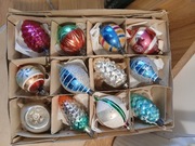 Stare szklane bombki choinkowe z okresu PRL mix