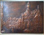 Obraz- miedziana płaskorzeźba.