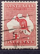 Kangur na mapie Australii. 1 pens. Australia 1913 r