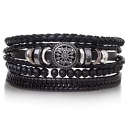Skórzany Zestaw Bransoletek punk czarna rock pleciona bransoletka warkocz.