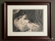 Duża stara grafika, AKT, Curiosa, Souvenirs, XIX w, erotyk, vintage