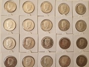 Zestaw 20 monet / kopii half dollar 1964,1965r plus klaser
