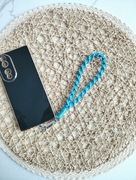 Pasek na nadgarstek do kluczy brelok makrama handmade boho niebieski 