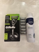 Zestaw PREMIUM do golenia Gillette Labs – maszynka + 6 nozy + żel NIVEA