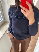 Sweter Zara Błękitny Napis 'Love', Rozmiar 164 cm XS-M jesień zima