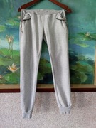 spodnie dresowe z suwakami kieszenie bawełniane luźne szare