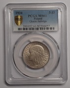 5 złotych 1934 r. - Głowa Kobiety - Grading NGC MS61
