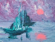 "En Pleine Mer" oryg., autorski, sygnowany obraz akrylowy z certyfikatem 