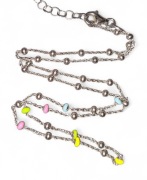 SREBRO 925 Apart naszyjnik celebrytka kulki koraliki kolorowe emalia