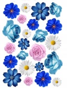 OPŁATEK KWIATY WAFLOWE KOLOROWE NIEBIESKI RÓŻOWE BIAŁE NA TORT