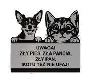 Tabliczka ostrzegawcza uwaga zły pies i kot różne wzory
