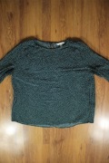 Bluzka H&M r. 44 zielona damska w kropki wiskoza długi rękaw 