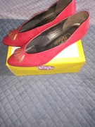 Czerwone skórzane czółenka angielskiej firmy HOLMS - r 37,5 