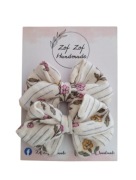 Spinki kokardy handmade kwiatki na beżu 