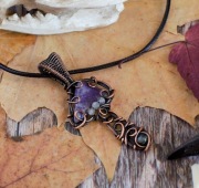 Wisior grzybek ametyst labradoryt agat mszysty antyczna miedź jesień