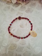 Bransoletka handmade z naturalnych kamieni hematyt koral rubin karneol