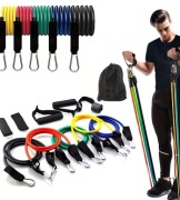 ZESTAW GUMY OPOROWE DO ĆWICZEŃ FITNESS 5 GUM ZACZEP DO DRZWI ETUI 