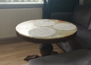 Antyczny stolik dębowy marmurowy blat