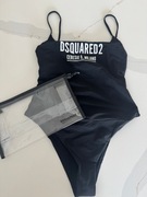 Dsquared2 Czarny strój kąpielowy jednoczęściowy wycięte plecy 38