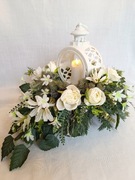 Stroik na Grób Kompozycja Nagrobna Wiązanka Lampion Świeca Led