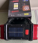 WIELOFUNKCYJNA LAMPA SOLARNA 38W BIG HB-1678 CZARNA ZE ZŁOTĄ KRAWĘDZIĄ