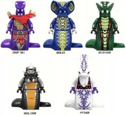 KLOCKI ZESTAW 5 FIGUREK WĘŻY WĘŻONY PYTHOR SKALES ACIDICUS NINJA GO