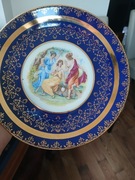 Kobaltowy talerz płaski obiadowy lub na ciasto dekoracyjny