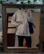 Bluza dresowa z kapturem długa beżowa H&M S