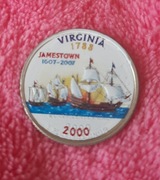 MONETA USA 25 CENTS QUARTET VIRGINIA 2000 COLOR 