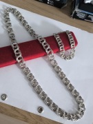 Srebrny Komplet Warmet Biamet Łańcuszek Bransoletka 925 Garibaldi Srebro