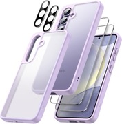 5w1 Etui Matowe Samsung Galaxy S24 Plus 5G z x2 Ochraniacz Ekranu (Liliowy)