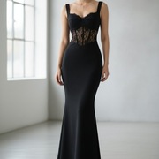 Czarna sukienka maxi gorsetowa Wednesday Addams