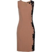 BPC klasyczna sukienka brązowa z koronką 48