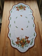 Obrus serweta świąteczna wielkanoc bieżnik na stół Królik wielkanocny biały