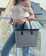 GUESS MEDFORD torebka tote shopper szaro czarna logowanie srebrne  41/28