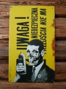 MONSTFUR oryginalny obraz na blasze stara reklama sygnowany